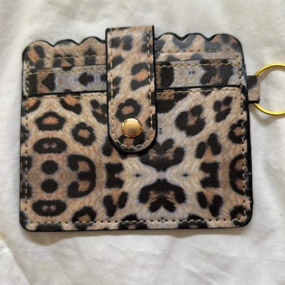 Leopard Print Card Holder with Wristband & Tassel